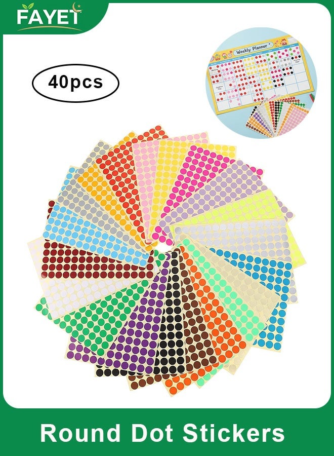 FAYET Self-Adhesive Colored Circle Stickers, 20 Colors Dot Labels for Office, School and Home Organization (40 Sheets) - Image 1